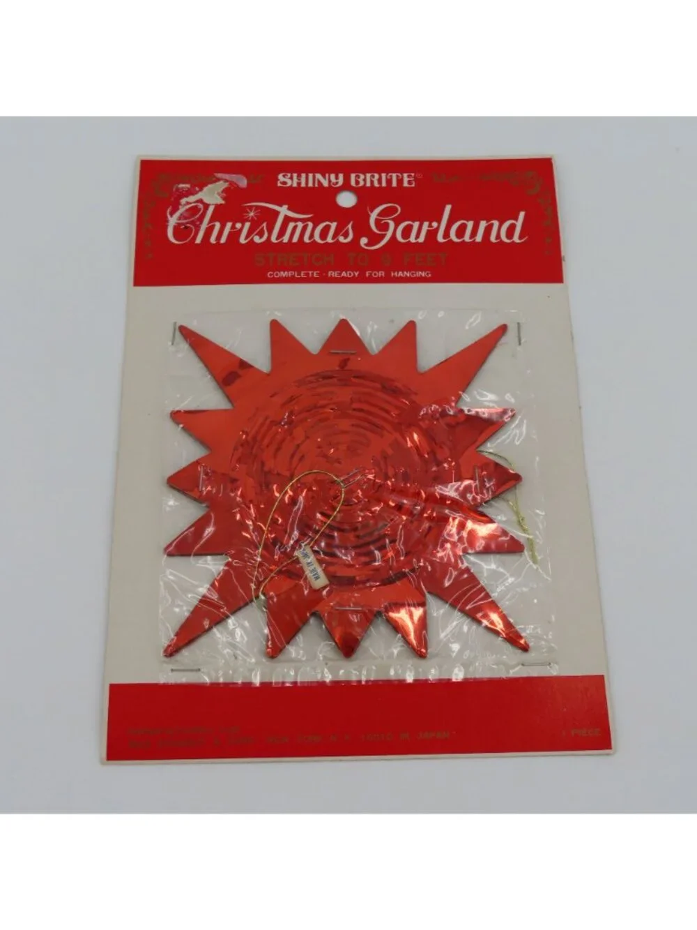 VTG Shiny Brite Christmas Garland Red Star Foil 9 Feet Made in Japan Retro NEW
